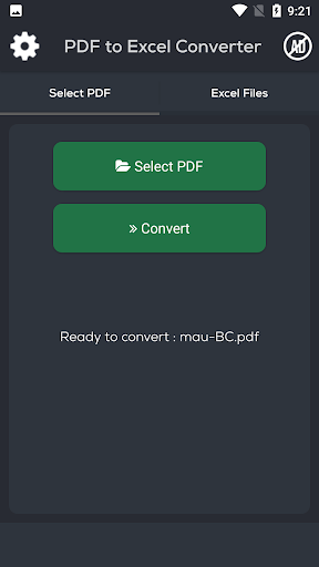 PDF to XLSX Converter Screen 3
