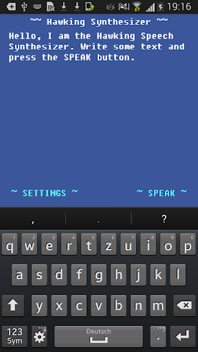 Android application Speech Synthesizer - Hawking screenshort
