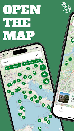 Android application Wildhood - Bivacchi, campeggio screenshort