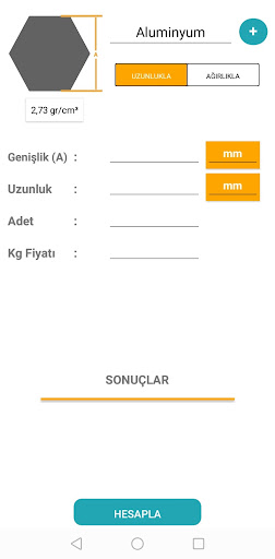Profil Ağırlık Hesaplama Screen 2