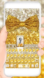 Gold glitter bowknot keyboard For PC installation