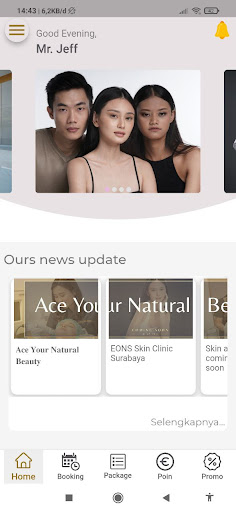 Android application Eons Skin Clinic screenshort