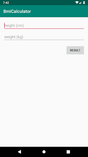 Android application BMI Calculator screenshort