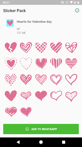 Android application Valentine stickers to WhatsApp screenshort