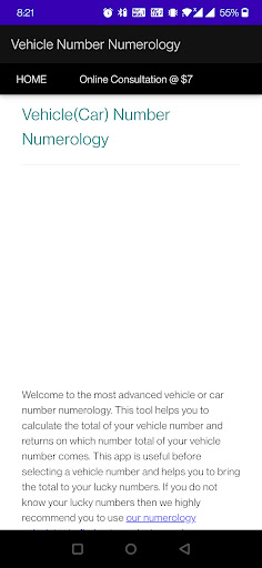 Android application Vehicle lucky number calculate screenshort