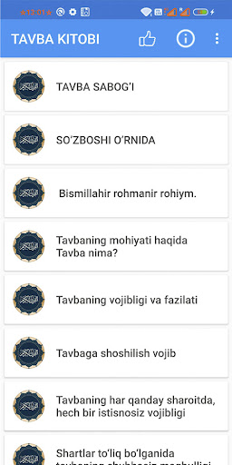 Android application Tavba kitobi screenshort