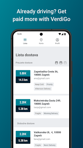 Android application VerdiGo - Driver screenshort