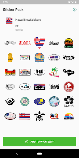 Android application Hawaii stickers for WhatsApp screenshort
