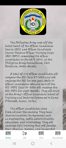 Android application OfficerCandidateSchool screenshort