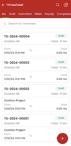 Android application Ovation HR screenshort