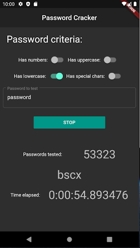 Password cracker brute force Screen 2