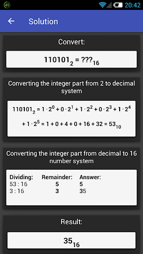 Number system calculator Screen 2