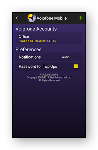 Android application Voipfone Mobile screenshort