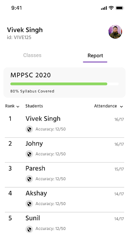 Classroom Facilitator App Screen 2