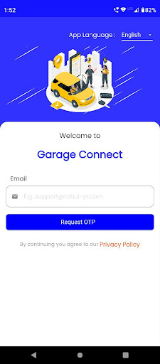 Android application Garage Connect screenshort