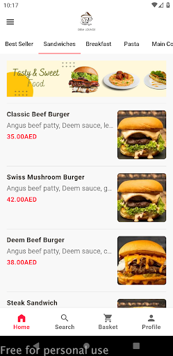 Android application Deem Burger screenshort