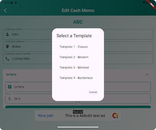 Cash Memo- Invoice generator