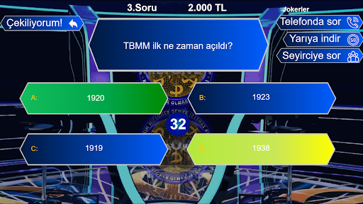 Android application Milyoner olmak ister misin? screenshort
