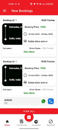 Row Travels Vendor App Screen 2