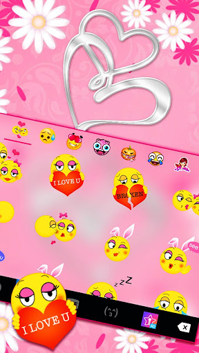Pink Silver Heart Keyboard The Screen 3