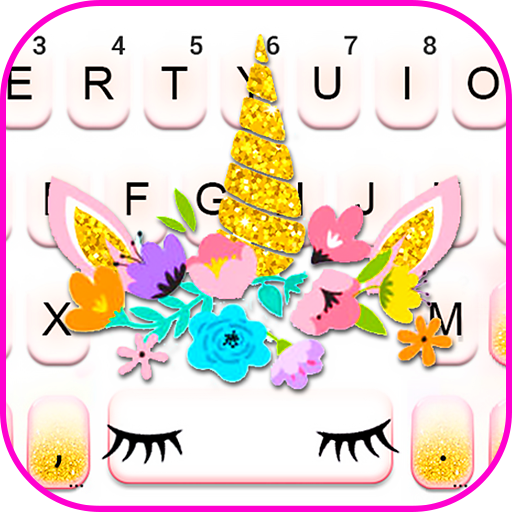 Golden Floral Unicorn Keyboard