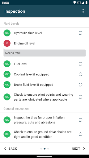Equipment Inspections Screen 2