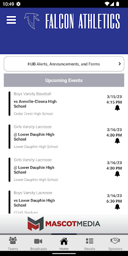 Cedar Crest Falcons Athletics Screen 2