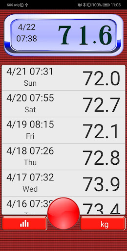 Android application Weight Loss Tracker (big font) screenshort