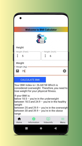 Android application BMI Calculator-Body Mass Index screenshort