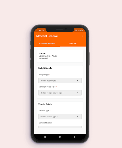 Material Receive Screen 2