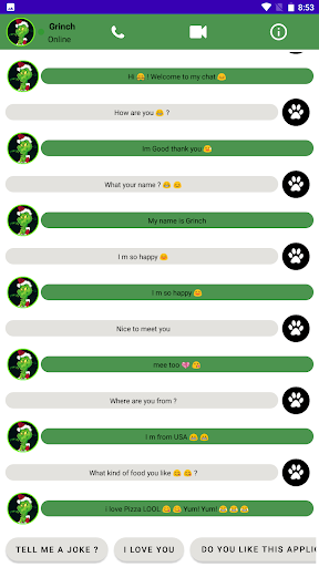 Call green Grinch Video Chat Screen 2