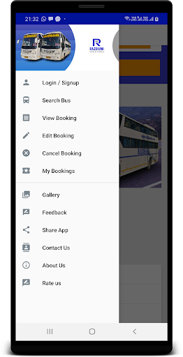 Android application Rajdhani Travels screenshort