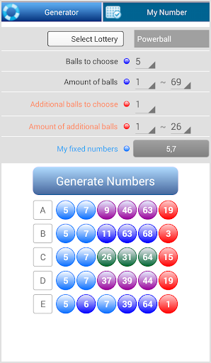 Multi Lotto Generator Screen 2