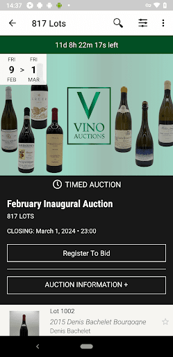 VinoAuctions Screen 2