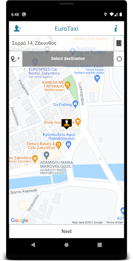 Android application EuroTaxi Zante screenshort