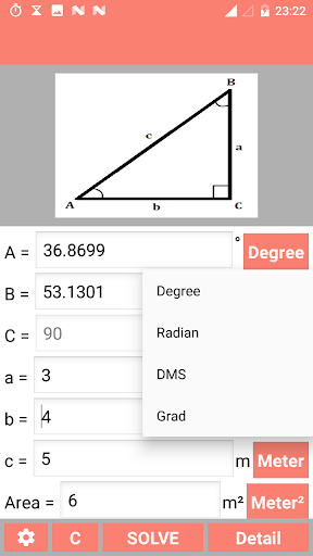 Right Angled Triangle Solver Screen 3