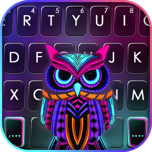 Neon Owl Keyboard Background logo