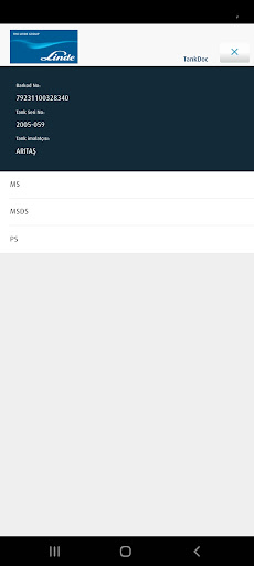 Linde TankDoc Screen 2