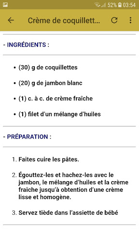Recettes pour les bébé 8-12 mois Offline