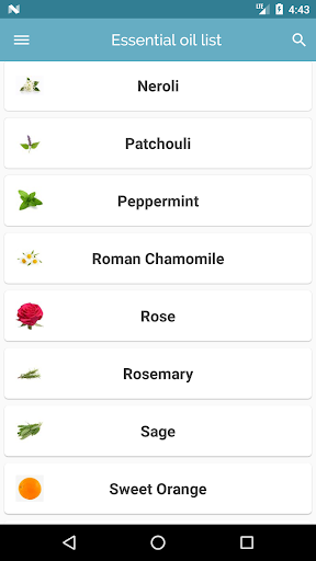 Android application Essential oil & Perfume guide screenshort