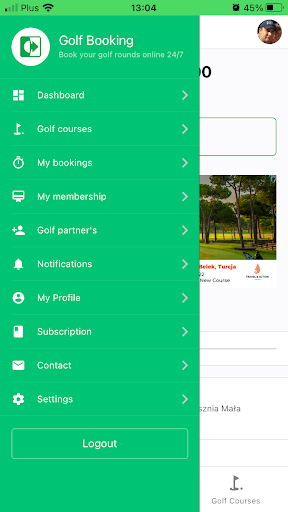 Android application Golf Booking screenshort