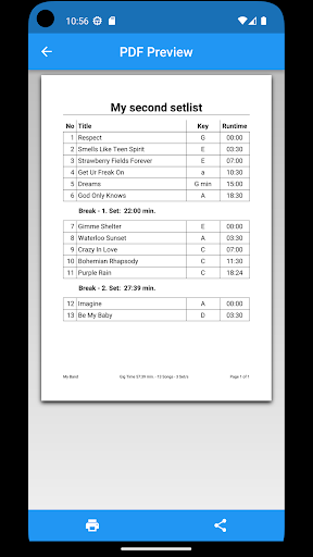 Android application Setlist Creator screenshort