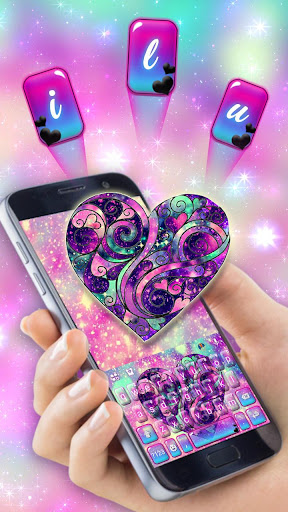 Heart 3d Galaxy Keyboard Theme Screen 2