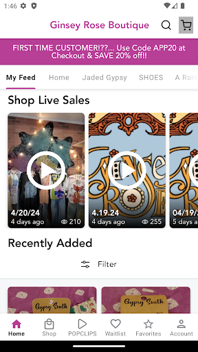 Android application Ginsey Rose Boutique screenshort