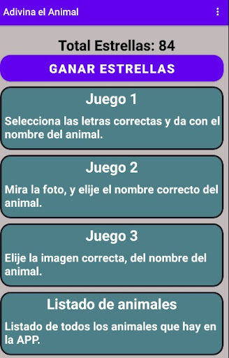 Android application Adivina el Animal screenshort