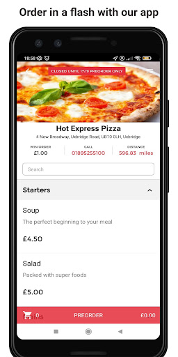 Android application Hot Express Pizza screenshort
