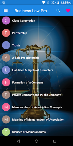 Android application Business Law pro screenshort