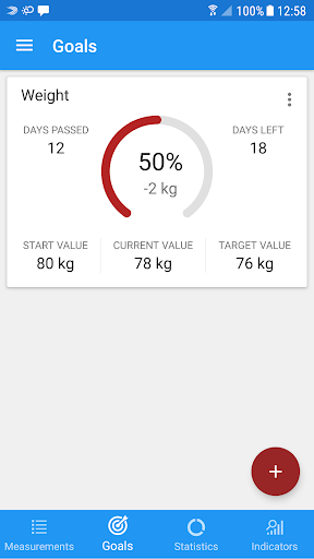 Screenshot of Body measurements - weight, BM