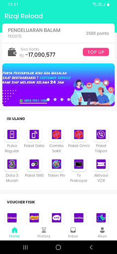 Android application Rizqi Reload screenshort