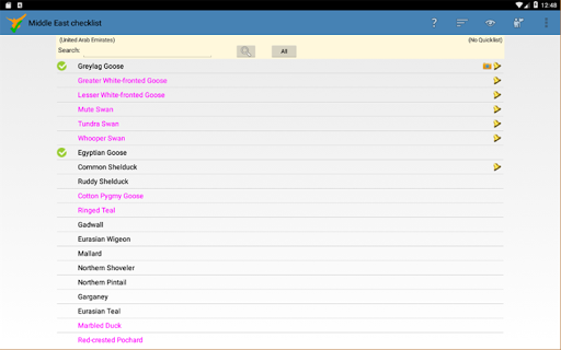Middle East Birding Checklist